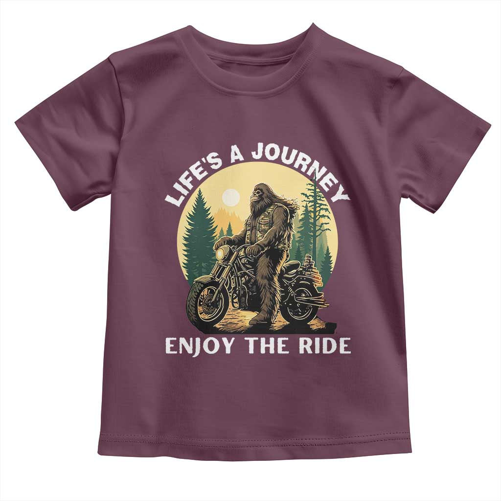 Motorcycle Bigfoot Sasquatch Toddler T Shirt Life Is A Journey Enjoy The Ride TS14 Maroon Print Your Wear