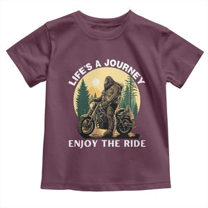 Motorcycle Bigfoot Sasquatch Toddler T Shirt Life Is A Journey Enjoy The Ride TS14 Maroon Print Your Wear