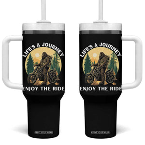 Motorcycle Bigfoot Sasquatch Tumbler With Handle Life Is A Journey Enjoy The Ride TS14 One Size: 40 oz Black Print Your Wear