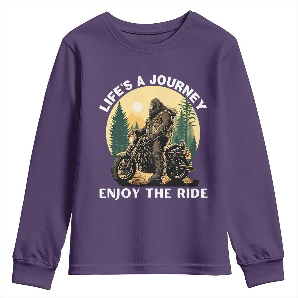 Motorcycle Bigfoot Sasquatch Youth Sweatshirt Life Is A Journey Enjoy The Ride TS14 Purple Print Your Wear