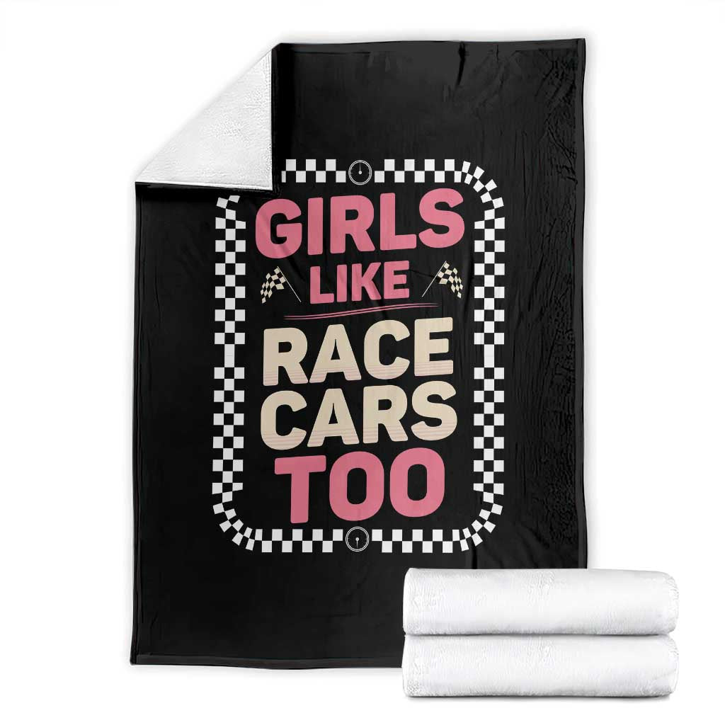 Racing Girl Throw Blanket Girls Like Race Cars Too TS14 Black Print Your Wear