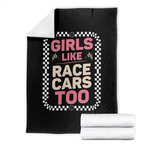Racing Girl Throw Blanket Girls Like Race Cars Too TS14 Black Print Your Wear