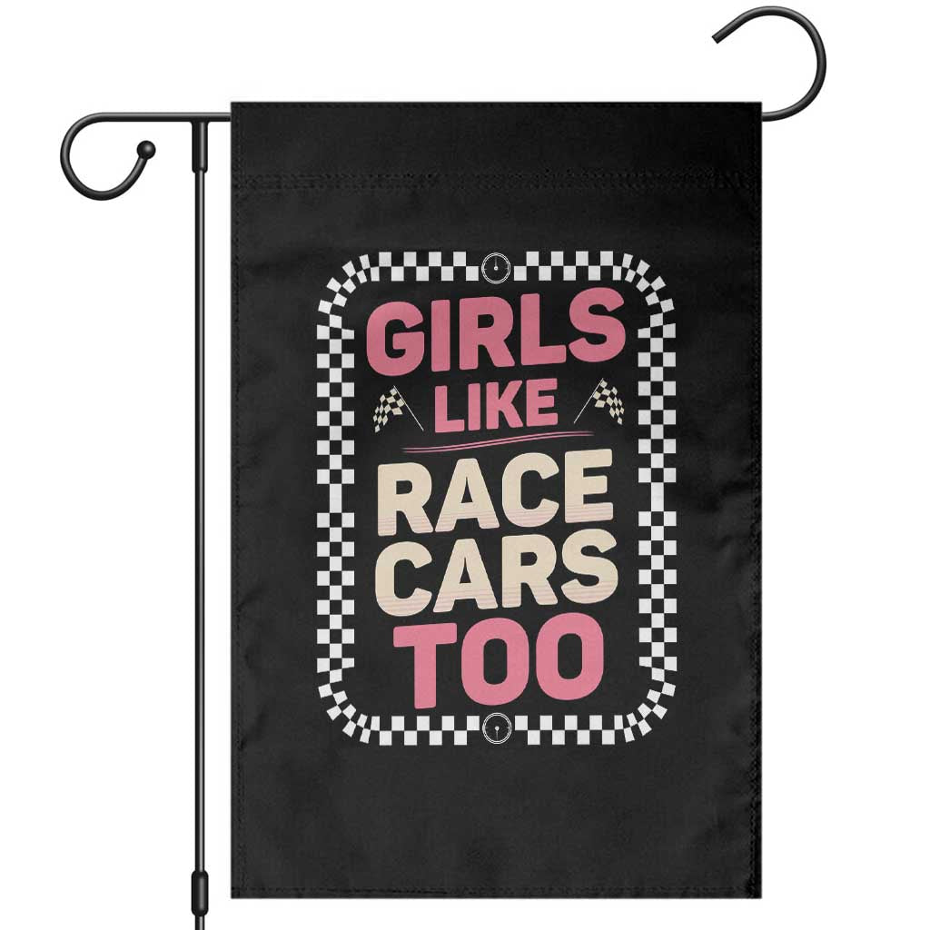 Racing Girl Garden Flag Girls Like Race Cars Too TS14 Black Print Your Wear
