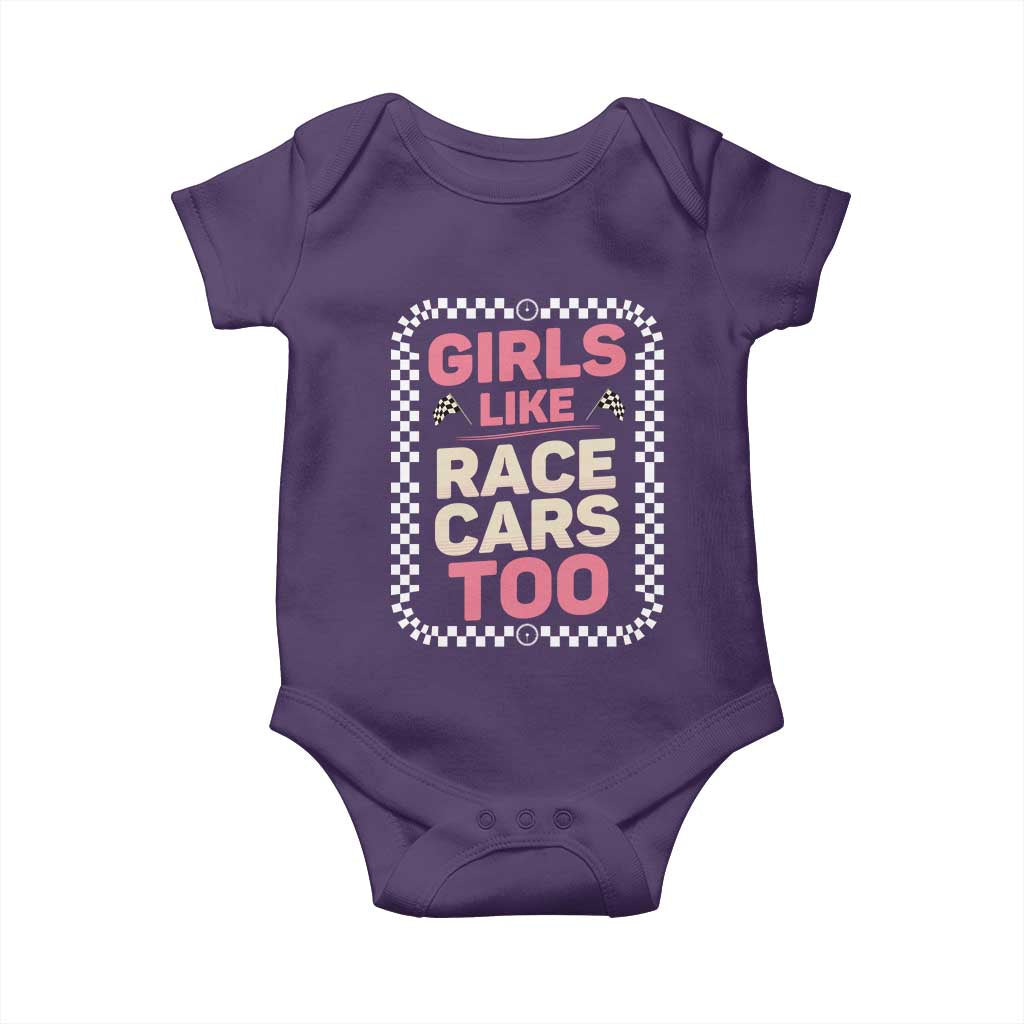 Racing Girl Baby Onesie Girls Like Race Cars Too TS14 Purple Print Your Wear