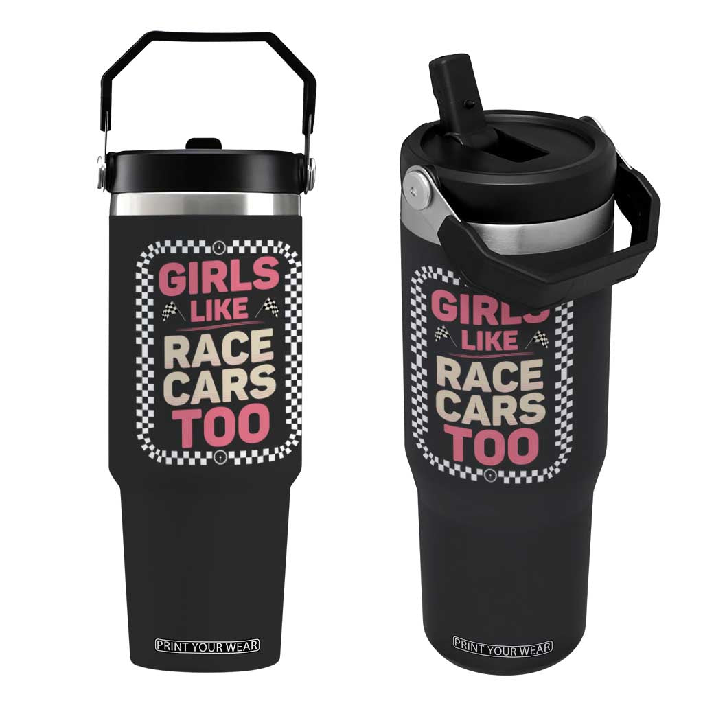 Racing Girl Flip Straw Tumbler Girls Like Race Cars Too TS14 One Size: 30 oz Black Print Your Wear