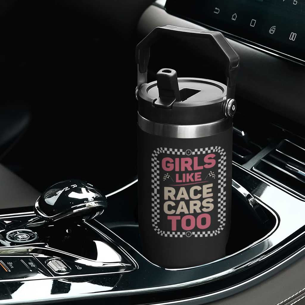 Racing Girl Flip Straw Tumbler Girls Like Race Cars Too TS14 Print Your Wear