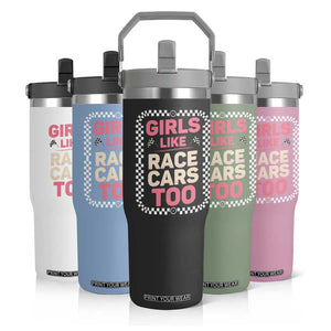 Racing Girl Flip Straw Tumbler Girls Like Race Cars Too TS14 Print Your Wear