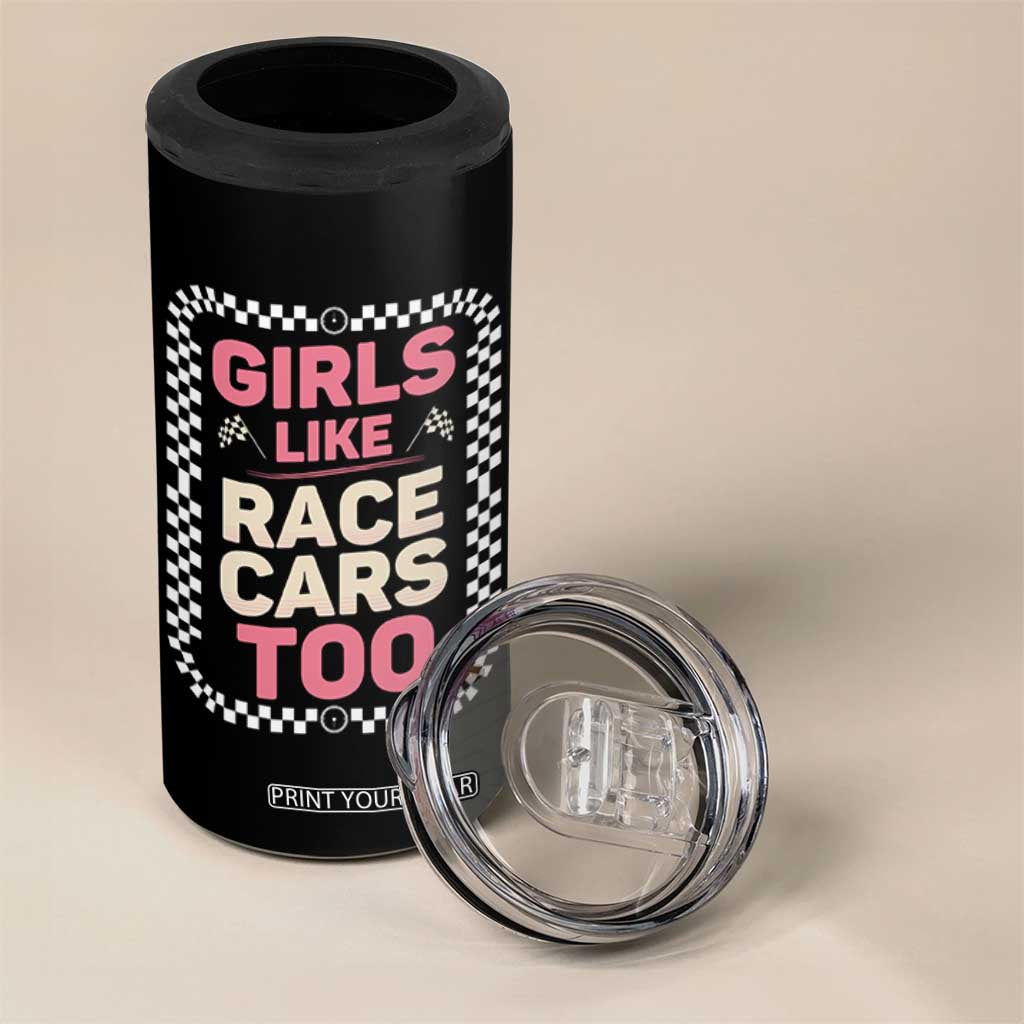 Racing Girl 4 in 1 Can Cooler Tumbler Girls Like Race Cars Too TS14 Print Your Wear