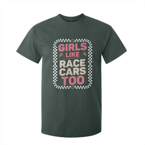 Racing Girl T Shirt For Kid Girls Like Race Cars Too TS14 Dark Forest Green Print Your Wear