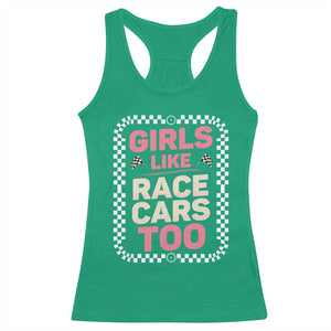 Racing Girl Racerback Tank Top Girls Like Race Cars Too TS14 Irish Green Print Your Wear