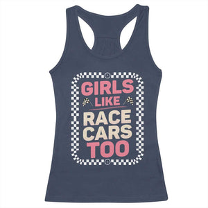 Racing Girl Racerback Tank Top Girls Like Race Cars Too TS14 Navy Print Your Wear