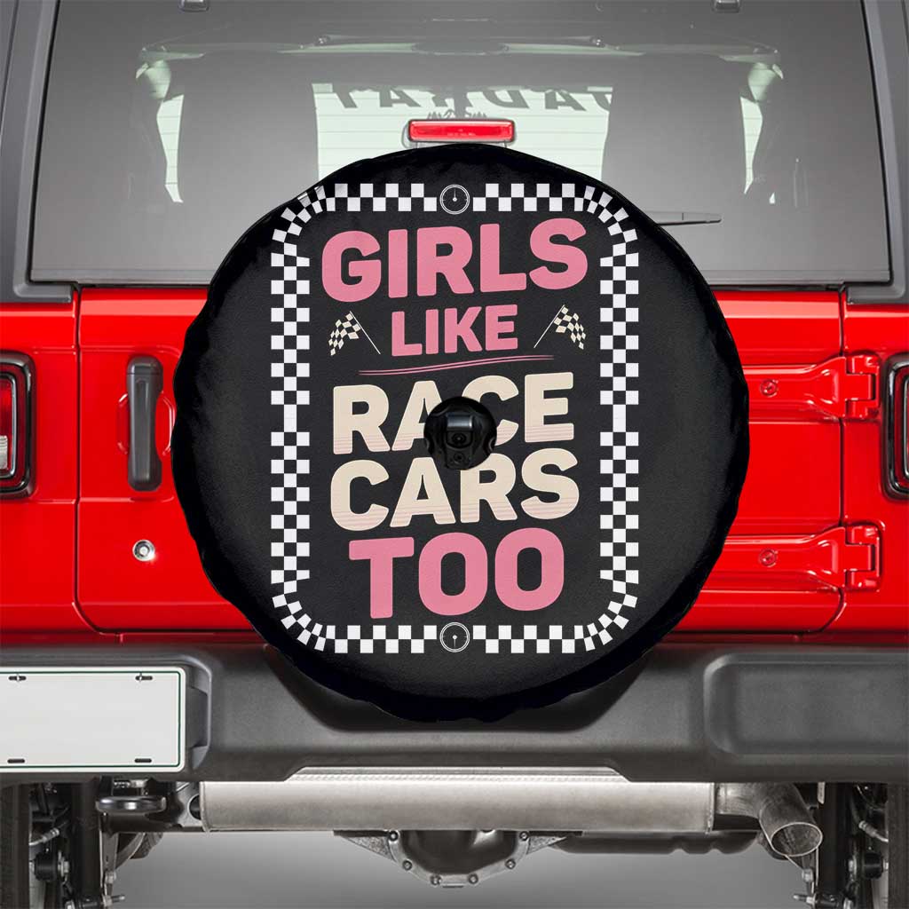 Racing Girl Spare Tire Cover Girls Like Race Cars Too TS14 Black Print Your Wear