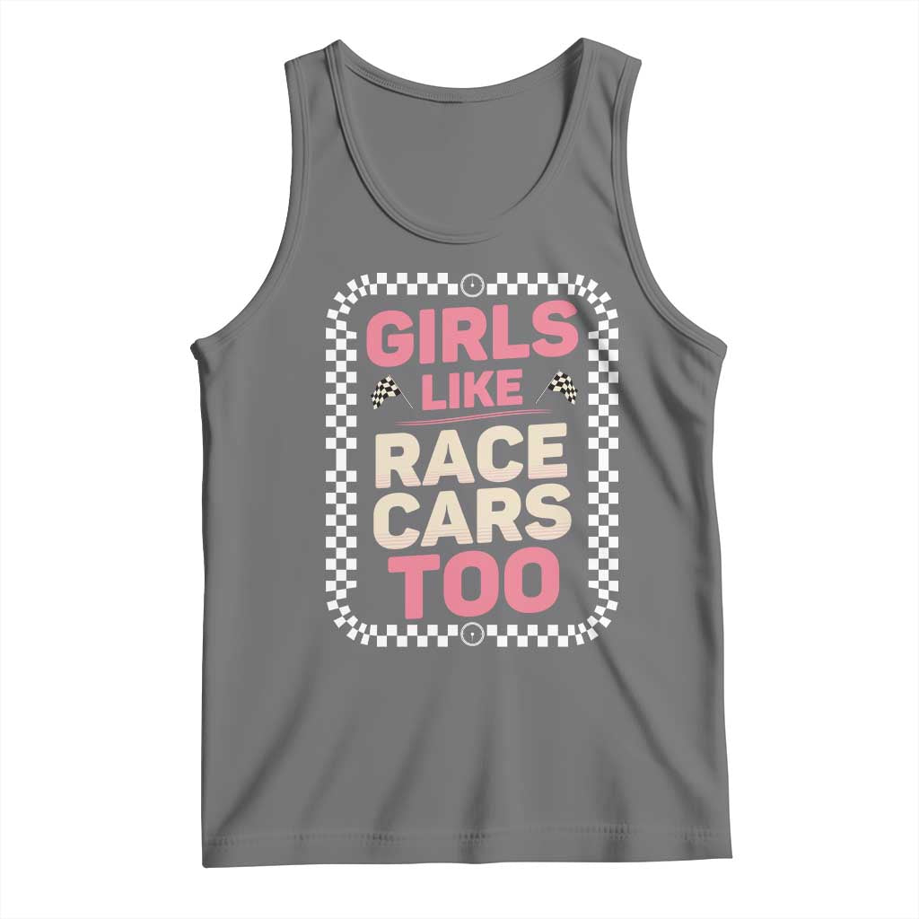 Racing Girl Tank Top Girls Like Race Cars Too TS14 Black Heather Print Your Wear