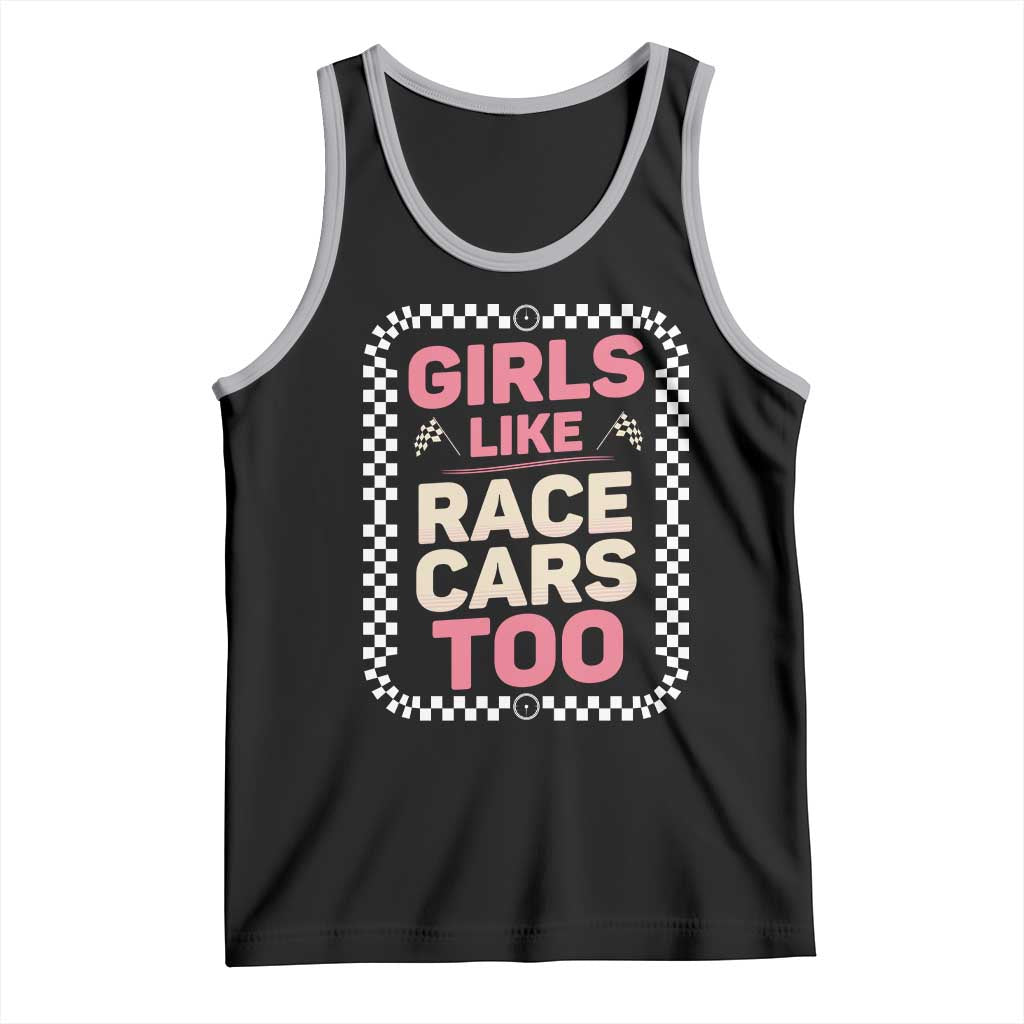 Racing Girl Tank Top Girls Like Race Cars Too TS14 Black Athletic Heather Print Your Wear