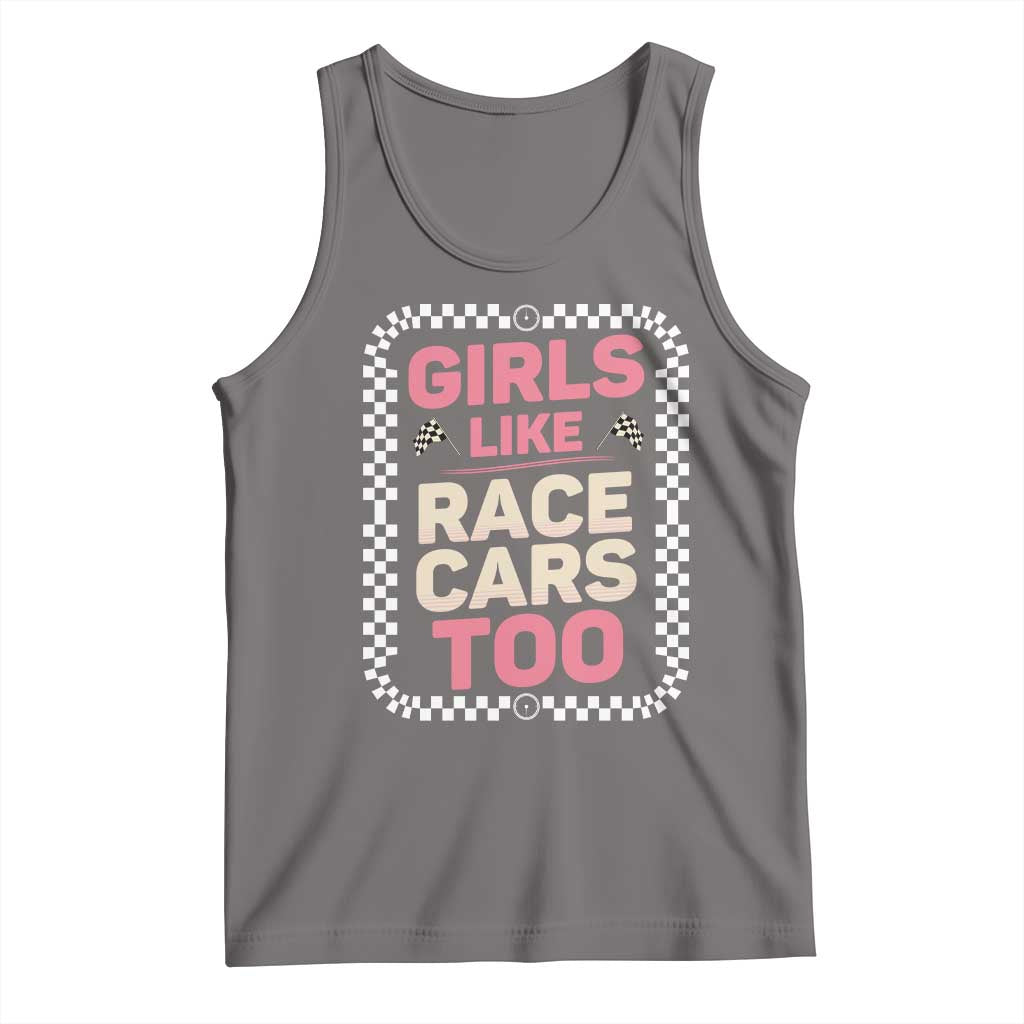 Racing Girl Tank Top Girls Like Race Cars Too TS14 Deep Heather Print Your Wear