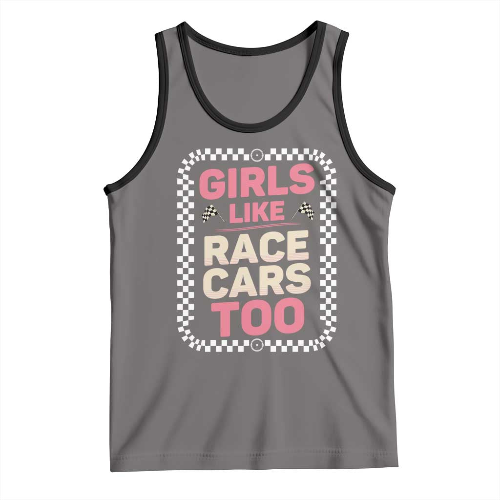 Racing Girl Tank Top Girls Like Race Cars Too TS14 Deep Heather Black Print Your Wear
