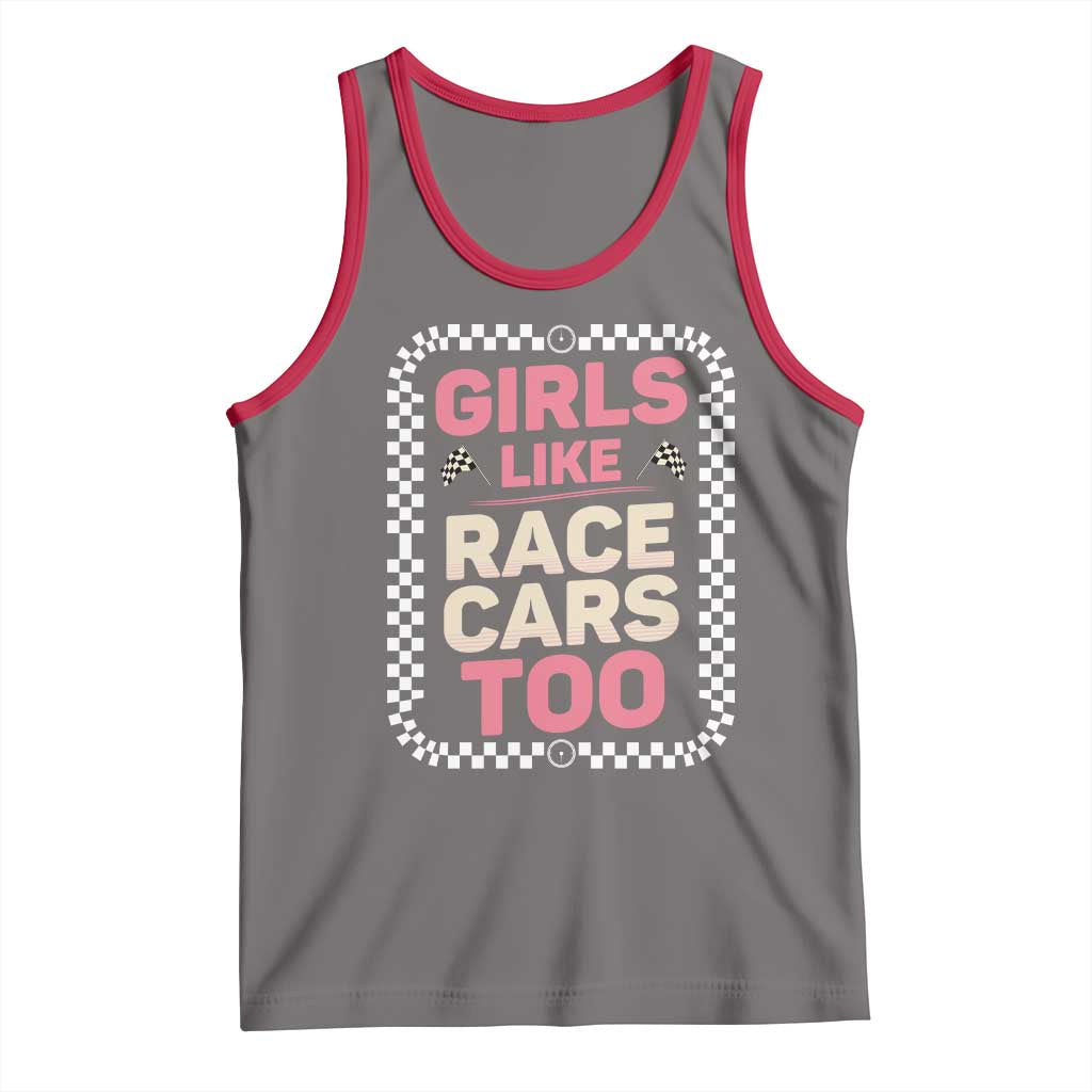Racing Girl Tank Top Girls Like Race Cars Too TS14 Deep Heather Red Print Your Wear
