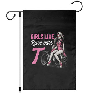 Racing Car Girl Garden Flag Girls Like Race Cars Too TS14 Black Print Your Wear