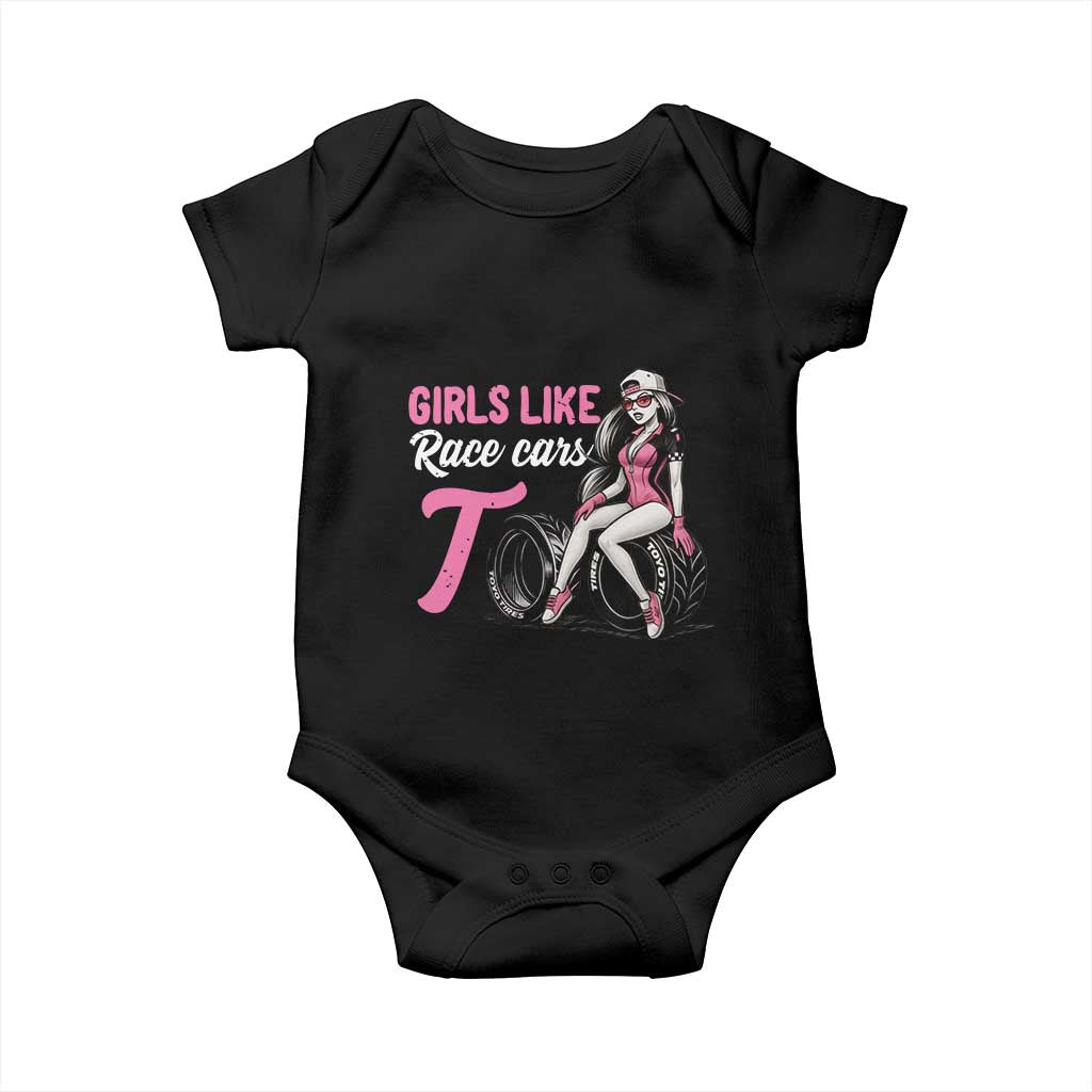 Racing Car Girl Baby Onesie Girls Like Race Cars Too TS14 Black Print Your Wear