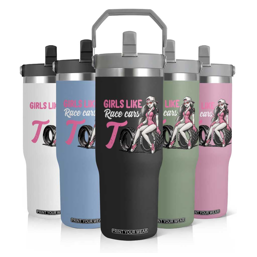 Racing Car Girl Flip Straw Tumbler Girls Like Race Cars Too TS14 Print Your Wear