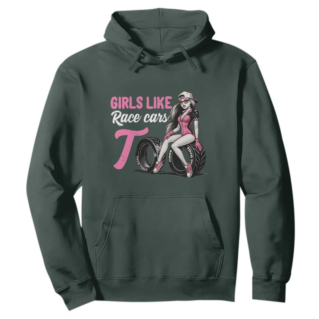 Racing Car Girl Hoodie Girls Like Race Cars Too TS14 Dark Forest Green Print Your Wear