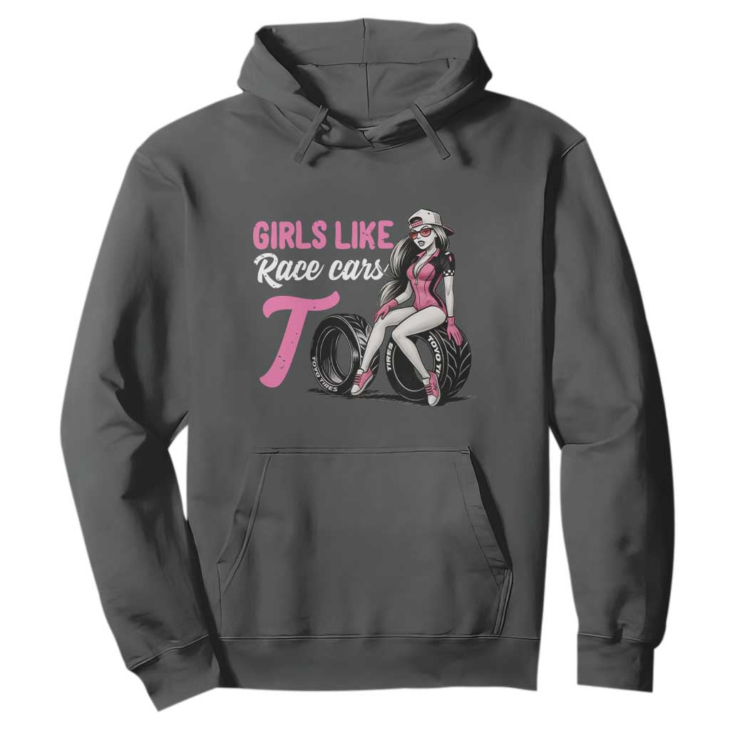 Racing Car Girl Hoodie Girls Like Race Cars Too TS14 Dark Heather Print Your Wear
