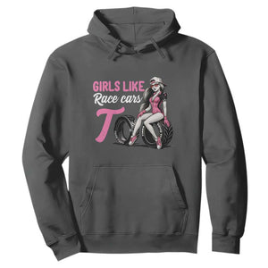 Racing Car Girl Hoodie Girls Like Race Cars Too TS14 Dark Heather Print Your Wear