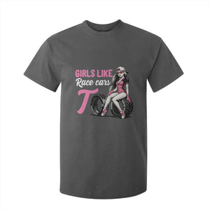 Racing Car Girl T Shirt For Kid Girls Like Race Cars Too TS14 Dark Heather Print Your Wear
