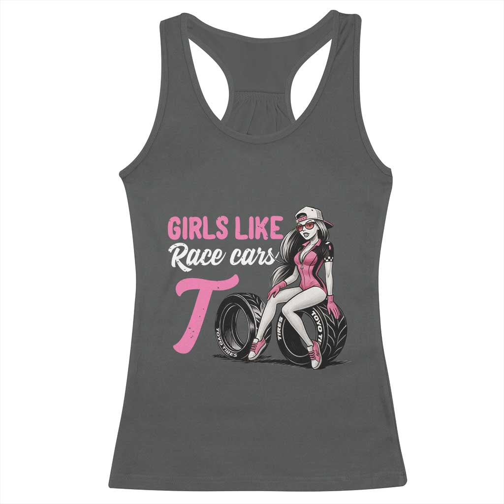 Racing Car Girl Racerback Tank Top Girls Like Race Cars Too TS14 Dark Heather Print Your Wear