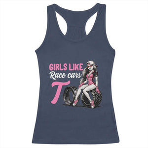 Racing Car Girl Racerback Tank Top Girls Like Race Cars Too TS14 Navy Print Your Wear