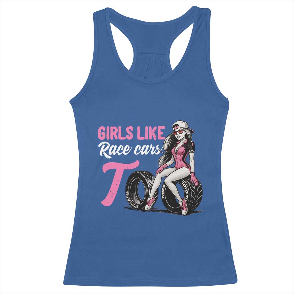 Racing Car Girl Racerback Tank Top Girls Like Race Cars Too TS14 Royal Blue Print Your Wear