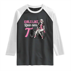 Racing Car Girl Raglan Shirt Girls Like Race Cars Too TS14 Black White Print Your Wear