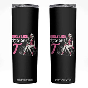 Racing Car Girl Skinny Tumbler Girls Like Race Cars Too TS14 Black Print Your Wear
