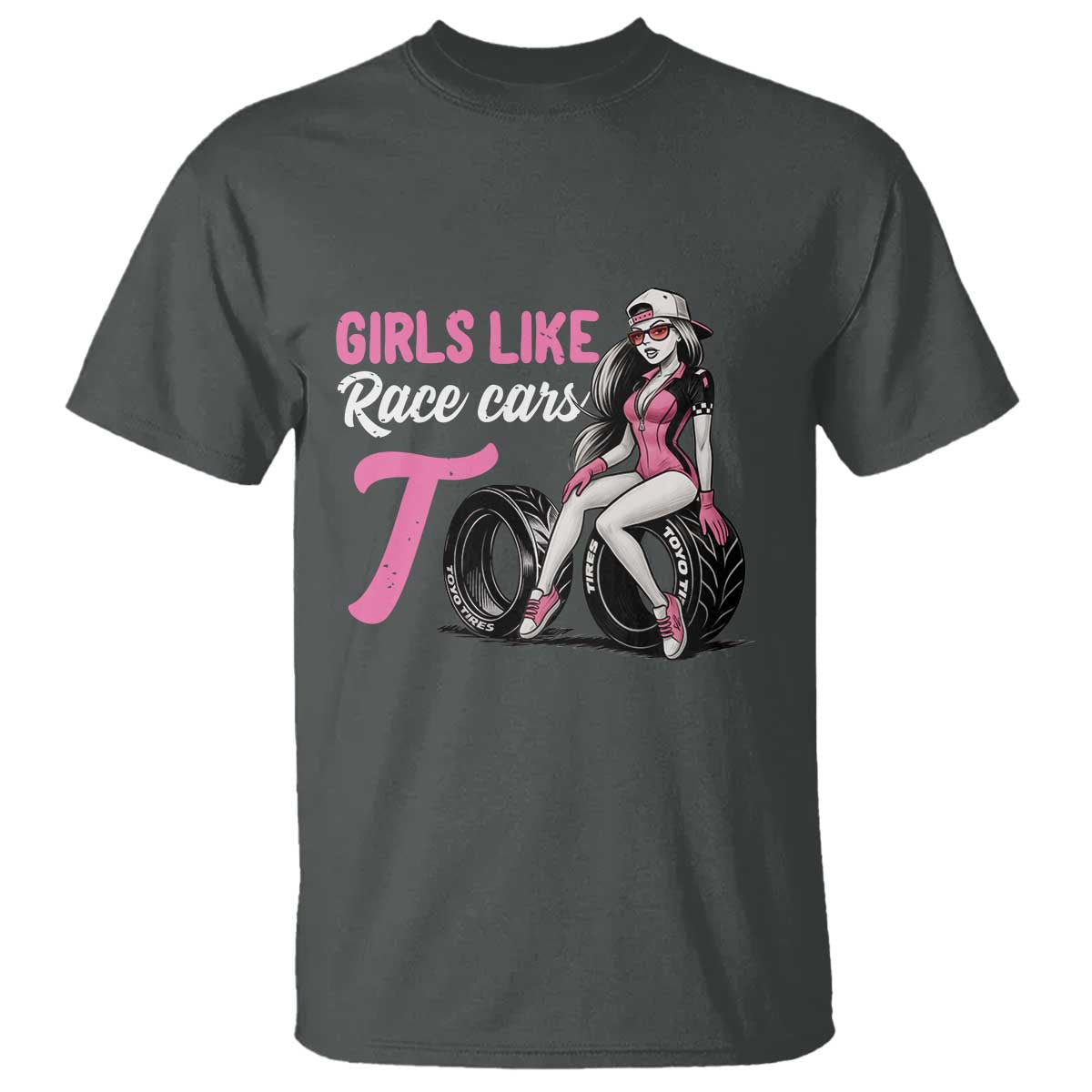 Racing Car Girl T Shirt Girls Like Race Cars Too TS14 Dark Heather Print Your Wear