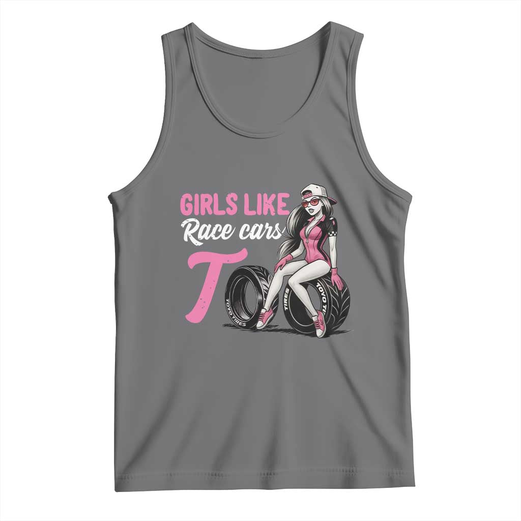 Racing Car Girl Tank Top Girls Like Race Cars Too TS14 Black Heather Print Your Wear