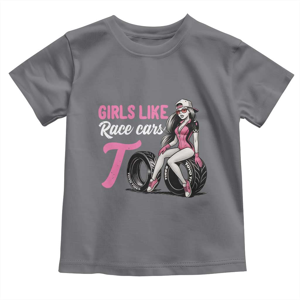 Racing Car Girl Toddler T Shirt Girls Like Race Cars Too TS14 Charcoal Print Your Wear