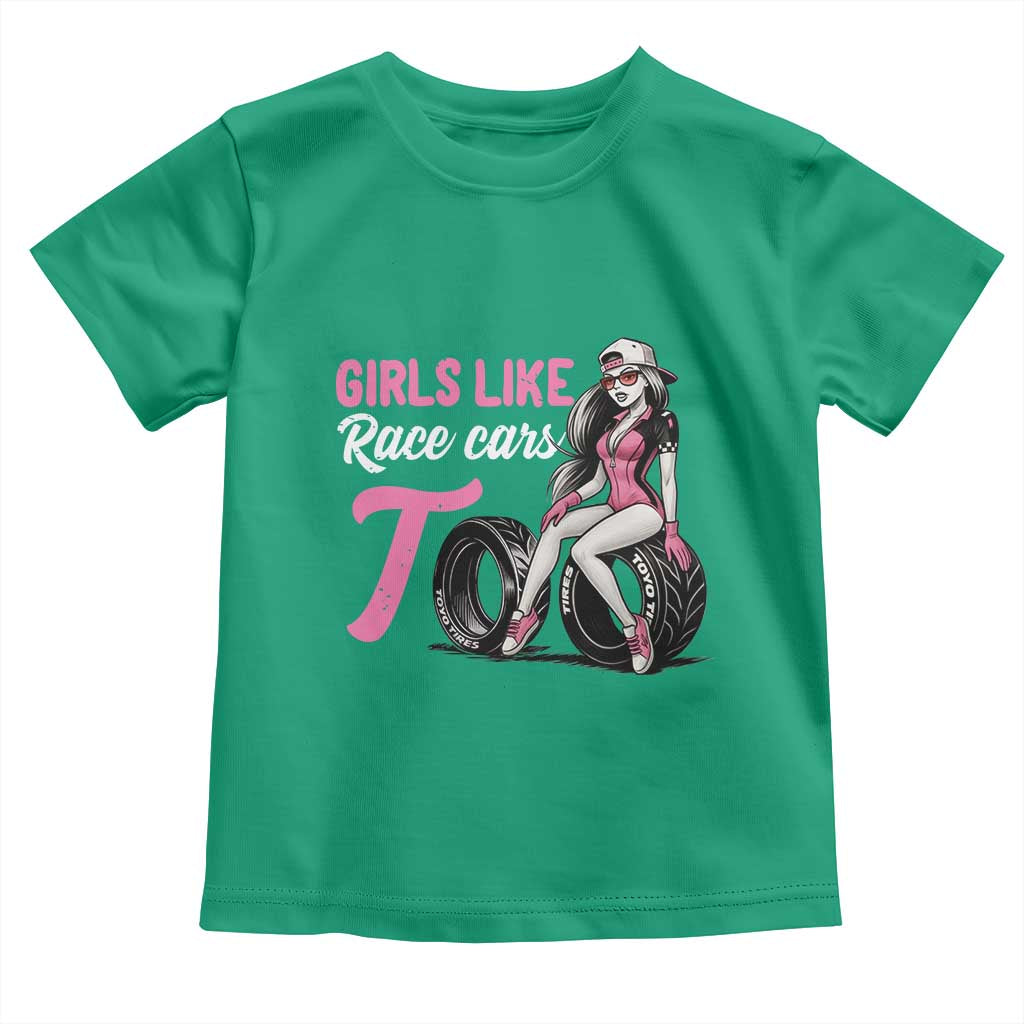 Racing Car Girl Toddler T Shirt Girls Like Race Cars Too TS14 Irish Green Print Your Wear