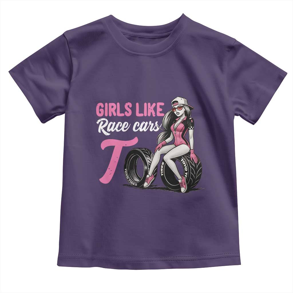 Racing Car Girl Toddler T Shirt Girls Like Race Cars Too TS14 Purple Print Your Wear