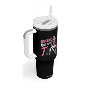 Racing Car Girl Tumbler With Handle Girls Like Race Cars Too TS14 Print Your Wear
