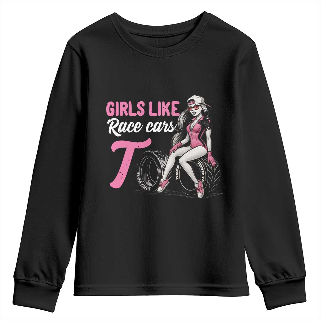 Racing Car Girl Youth Sweatshirt Girls Like Race Cars Too TS14 Black Print Your Wear