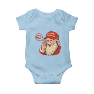 67 Six Seven Christmas Baby Onesie Santa MAGA Hat Xmas TS14 Light Blue Print Your Wear