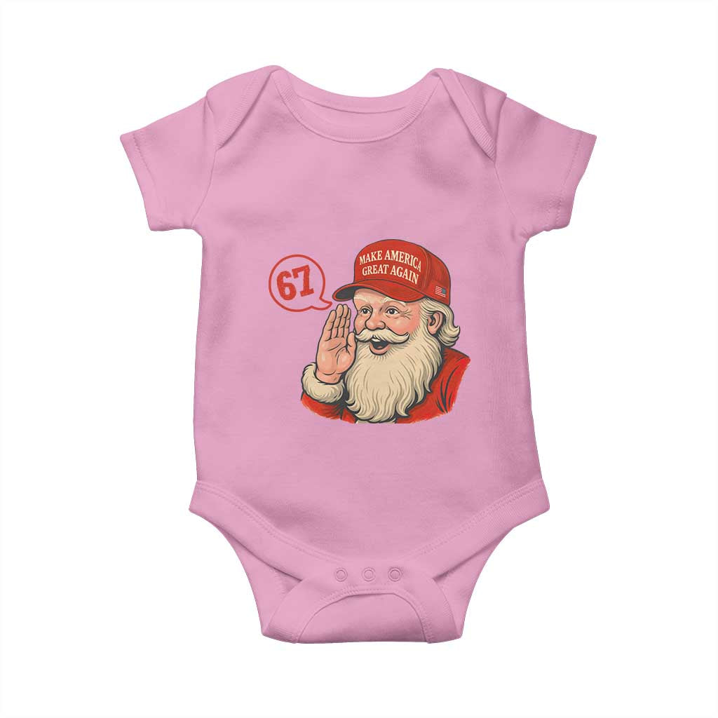 67 Six Seven Christmas Baby Onesie Santa MAGA Hat Xmas TS14 Light Pink Print Your Wear