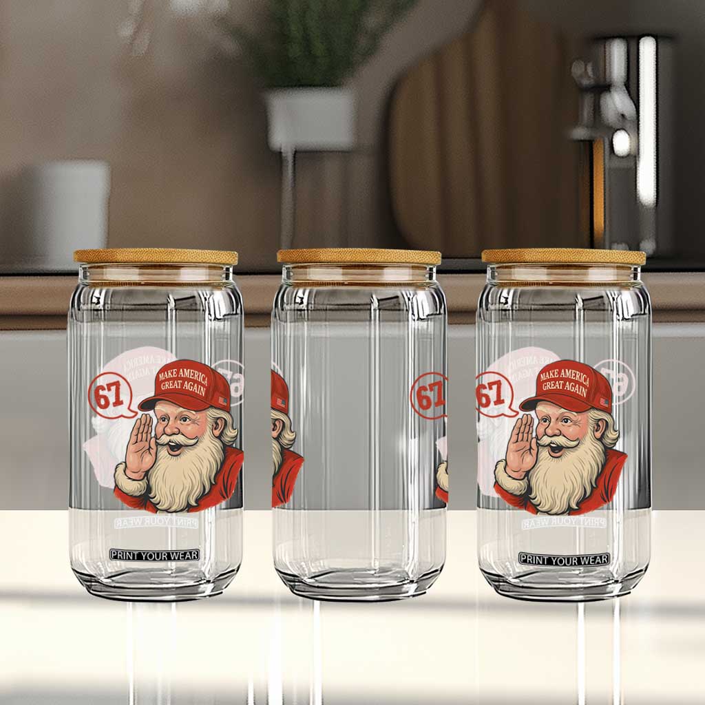 67 Six Seven Christmas Glass Can Santa MAGA Hat Xmas TS14 Print Your Wear