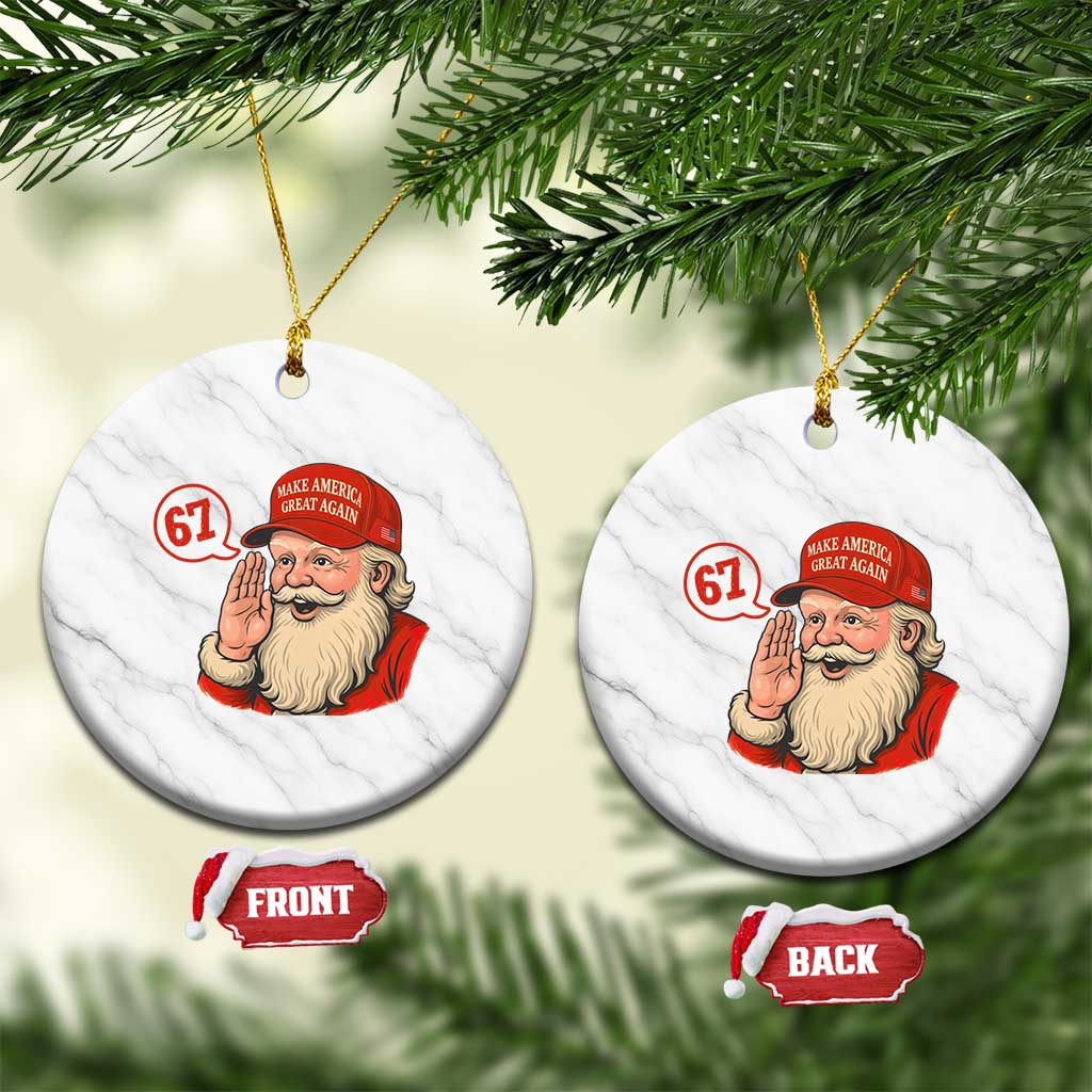 67 Six Seven Xmas Ceramic Ornament Santa MAGA Hat Xmas TS14 1pc White Marble Print Your Wear