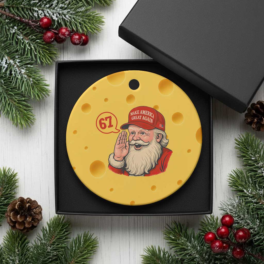 67 Six Seven Xmas Ceramic Ornament Santa MAGA Hat Xmas TS14 1pc Yellow Cheese Print Your Wear