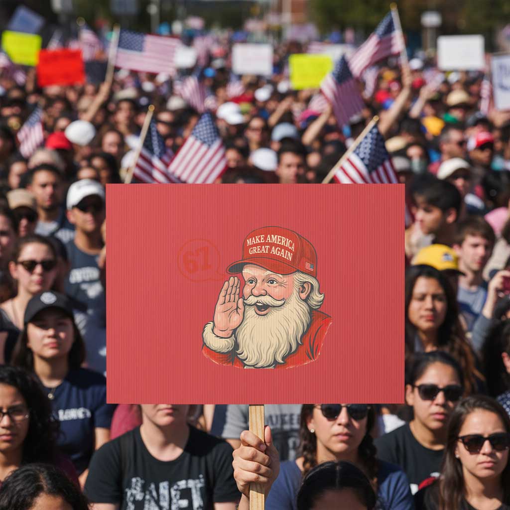 67 Six Seven Christmas Protest Sign Santa MAGA Hat Xmas TS14 Horizontal 18" × 24" Red Print Your Wear