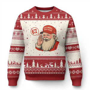 67 Six Seven Xmas Ugly Christmas Sweater Santa MAGA Hat Xmas TS14 Beige Red Print Your Wear