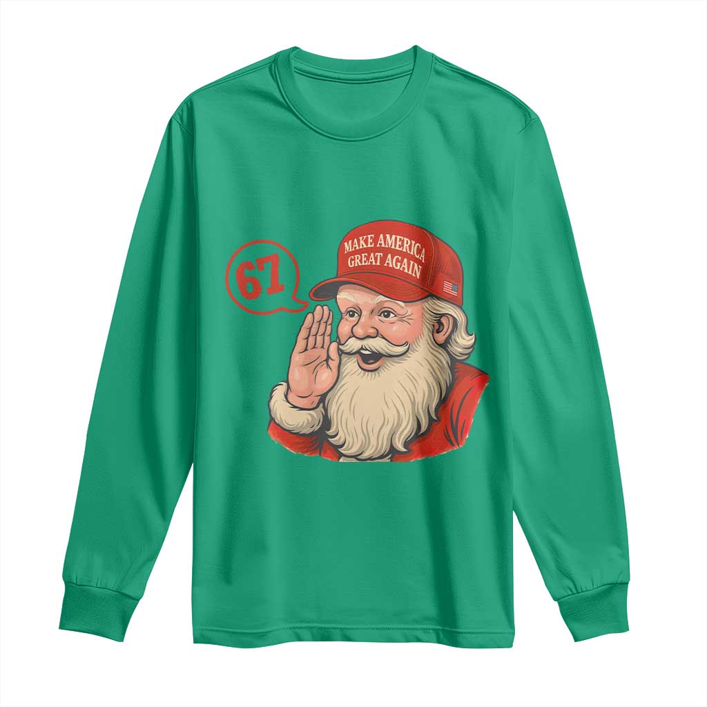 67 Six Seven Christmas Long Sleeve Shirt Santa MAGA Hat Xmas TS14 Irish Green Print Your Wear