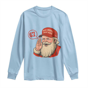 67 Six Seven Christmas Long Sleeve Shirt Santa MAGA Hat Xmas TS14 Light Blue Print Your Wear
