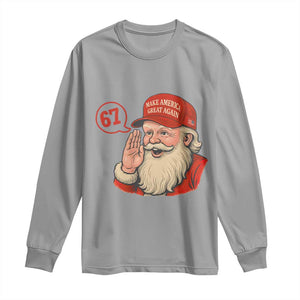 67 Six Seven Christmas Long Sleeve Shirt Santa MAGA Hat Xmas TS14 Sport Gray Print Your Wear